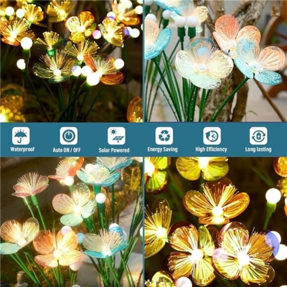 Solar Swaying Garden Lights – Upgraded Flower & Firefly Lights with Larger Solar - Picture 3 of 7